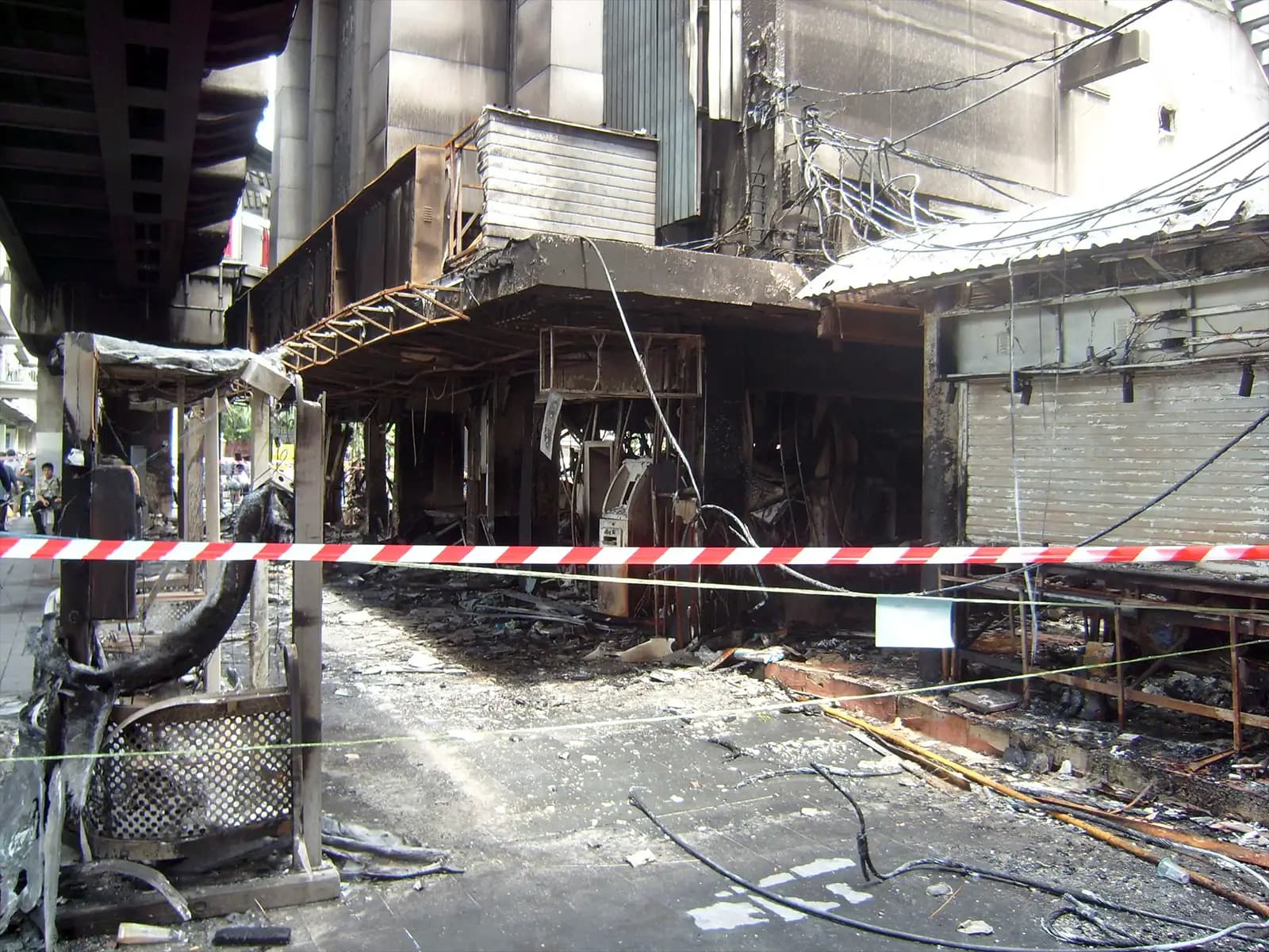 Quartier de Ratchaprasong après les émeutes au printemps 2010