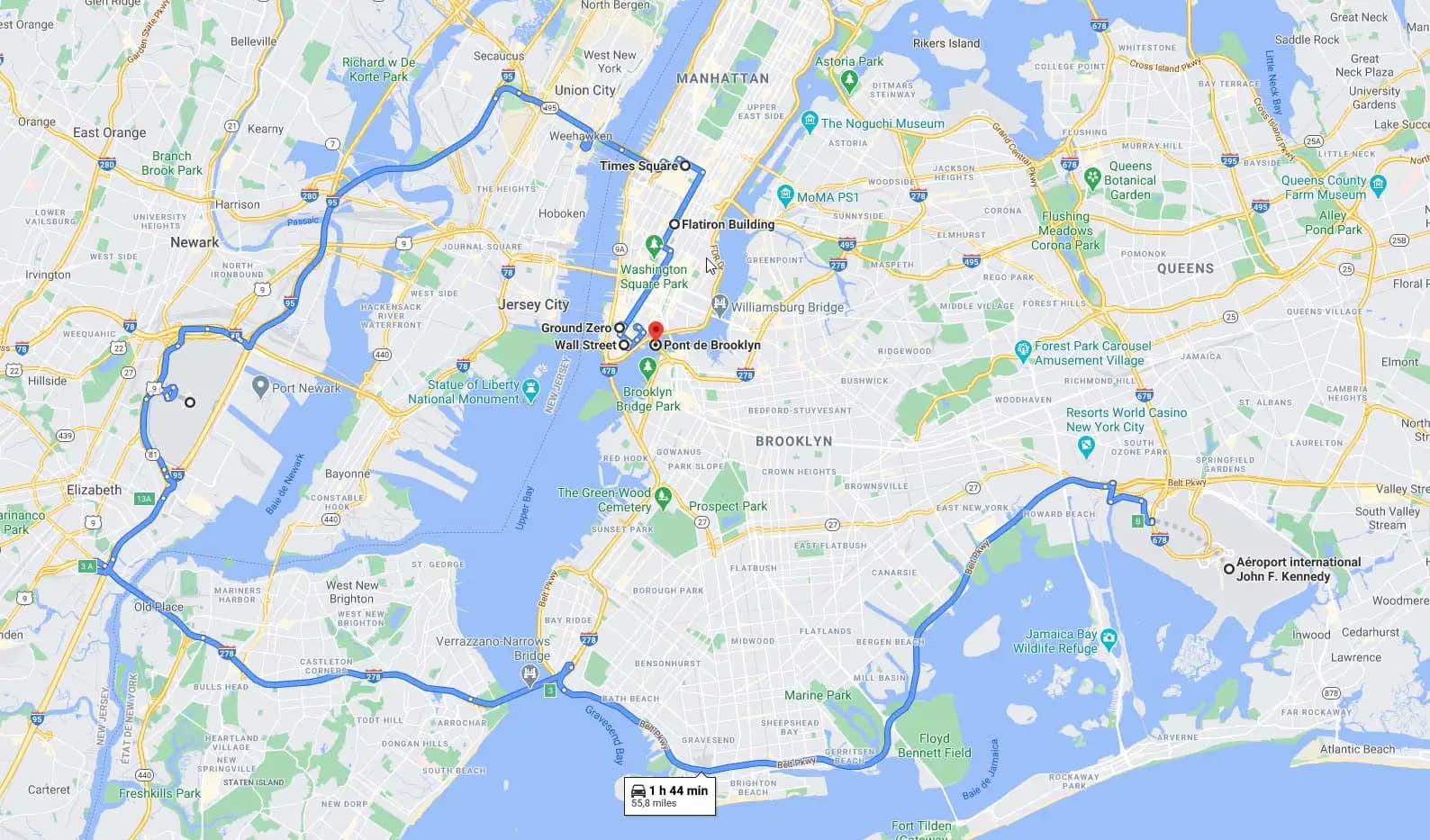 Escale à Manhattan, New York - Itinéraire