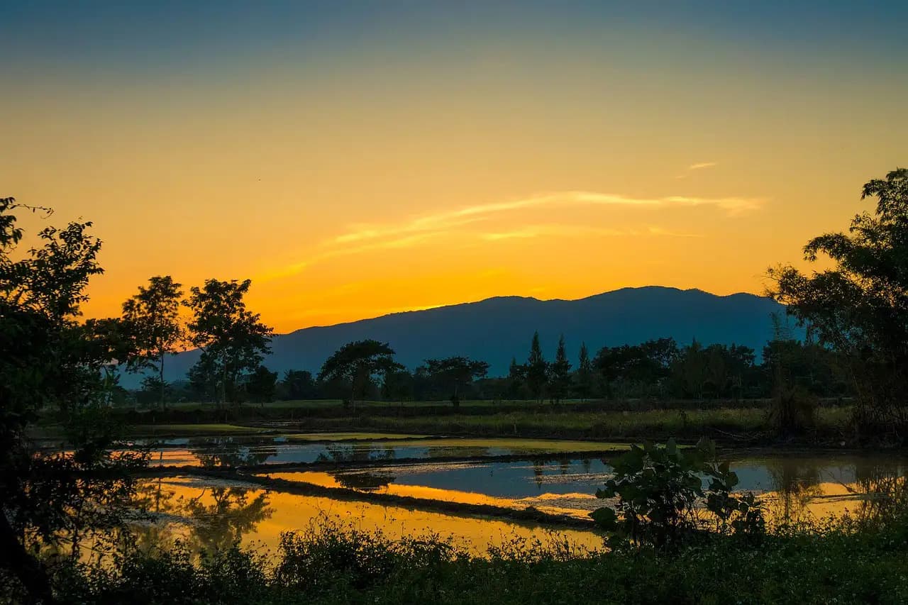 Coucher de soleil aux environs de Mae Hong Son