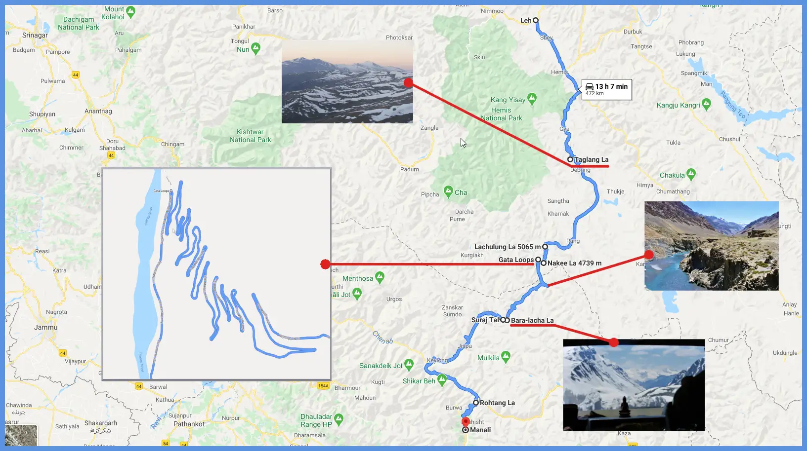 La route de Leh à Manali au Ladakh indien